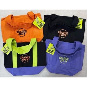 SET OF 4- TRADER JOE’S MINI CANVAS TOTE BAGS